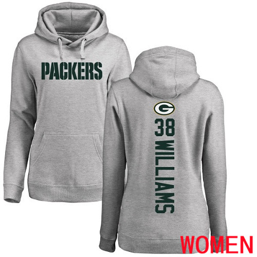 Green Bay Packers Ash Women #38 Williams Tramon Backer Nike NFL Pullover Hoodie Sweatshirts